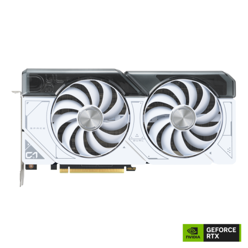  DUAL-RTX4070-O12G-WHITE ― Dual GeForce RTX™ 4070 White OC Edition 12GB GDDR6X ファン2基搭載の製品画像