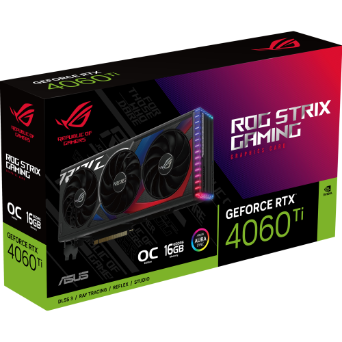  ROG-STRIX-RTX4060TI-O16G-GAMING ― GeForce RTX™ 4060 Ti 搭載3連ファン採用グラフィックボードOC版の製品画像