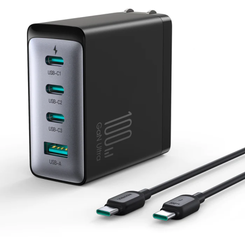  100W GaN 3C1A 急速充電器 TCG04 ― USB-Cケーブル付きのPD対応4ポートACアダプターの製品画像