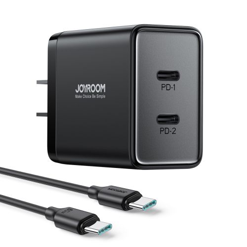  40W 2C デュアルポート急速充電器 TCF09 ― USB-Cケーブル付きの2ポートPD対応ACアダプターの製品画像