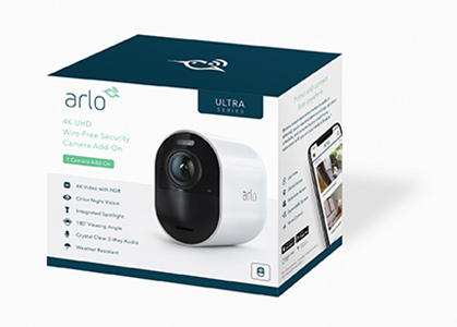 Arlo Ultra 4K UHDワイヤレス セキュリティーシステム 追加カメラのパッケージ画像