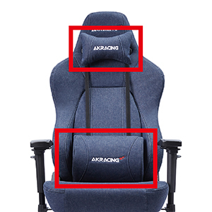 ロゴの入ったヘッドレストとアンバーサポートはそれぞれ頭と腰をサポート