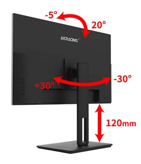 モニターの前後は前-5°から後ろ20°、横は左右にそれぞれ30°回転します。