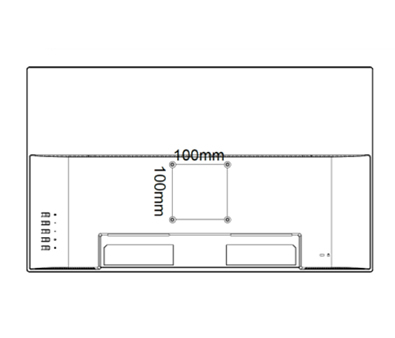 VESA100ネジ穴の位置はモニター裏面中央より少し下部の位置にあります。