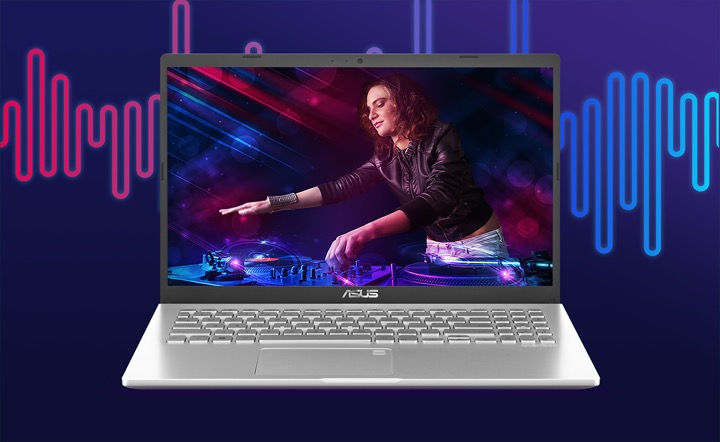 女性DJが演奏している映像が映ったASUS X545の画像