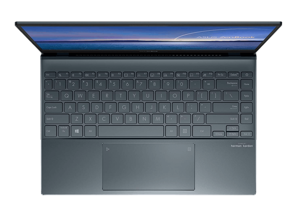 展開したASUS ZenBook 13を上部から撮影した画像