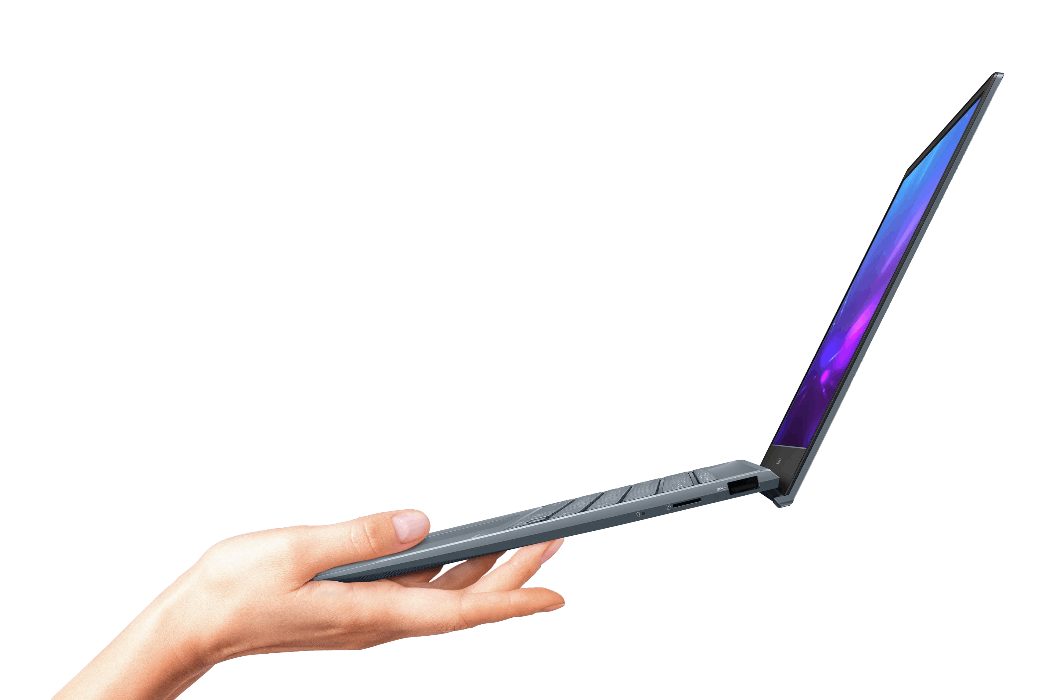 手のひらに乗ったASUS ZenBook 13の画像