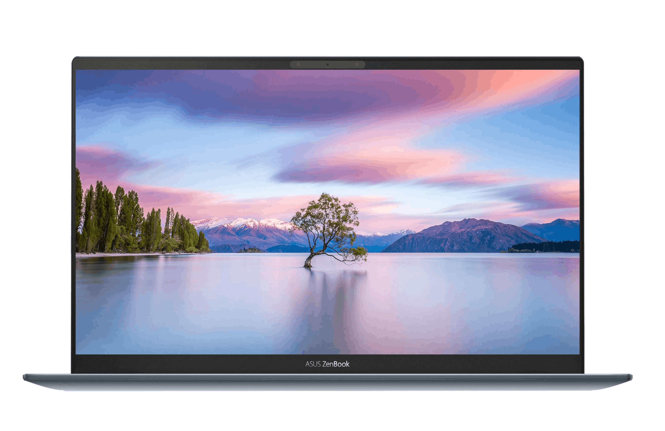 美しい湖の映像を映し出したASUS ZenBook 13の画像