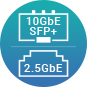 10GbE SFP+ポートおよび2.5GbE RJ45ポートのアイコン