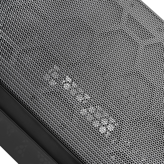 Front panel with well-ventilated mesh and filter design