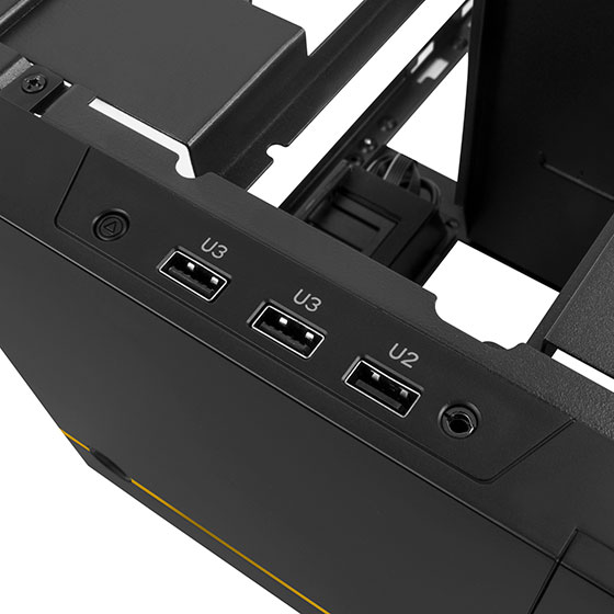 Front I/O port includes: USB 3.0 x 2, USB 2.0 x 1, combo audio x 1 