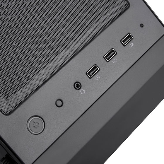 Front I/O port includes USB 3.0 x 2, USB 2.0 x 1, combo audio x 1