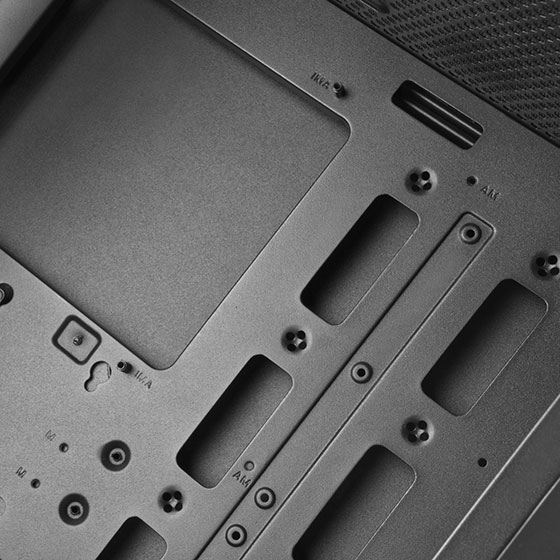 Large cutout on motherboard tray for CPU back plate mounting