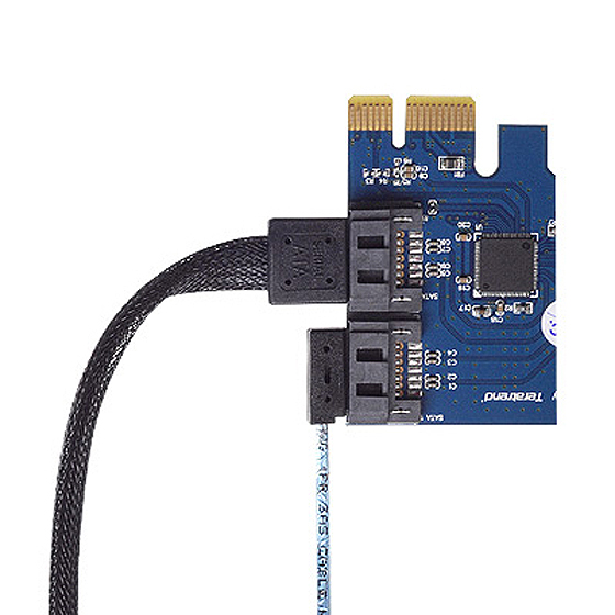 Traditional SATA connector and CP11's low-profile connector in comparison