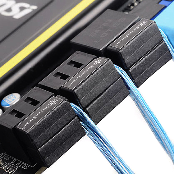 Ultra thin cable allows user to utilize all the SATA ports side by side