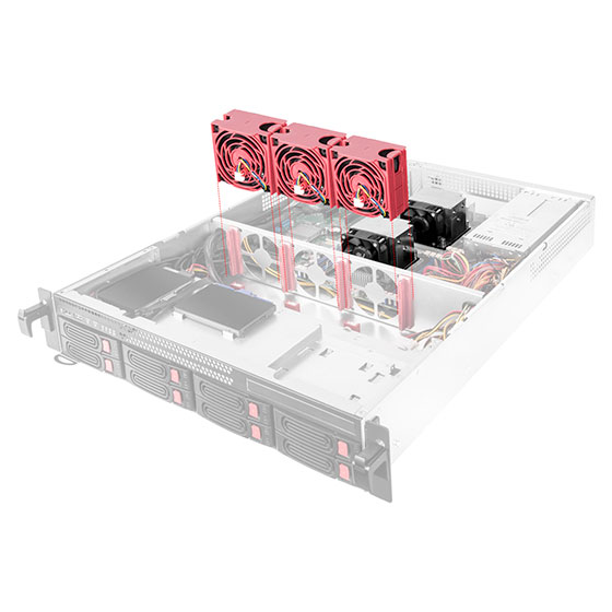 Hot-swap 80 x 38mm PWM fan x 3