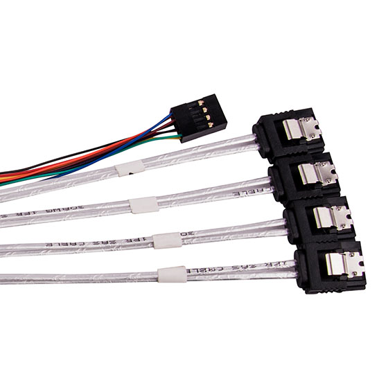 SFF-8087 36pin (Target) to SATA 7 pin x 4 (Host) with Sideband Cable (SGPIO)