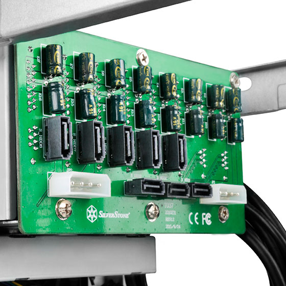Custom back panel PCB designed to support both SATA and SAS interface