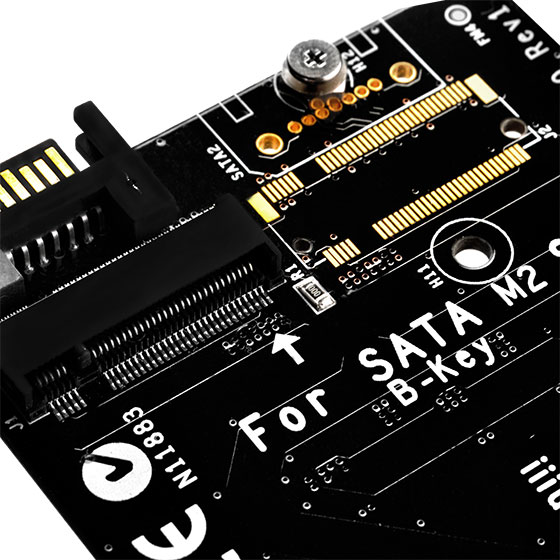 Converts a second M.2 port (B key) into SATA interface