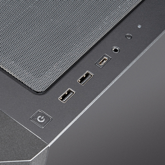 Front I/O ports include USB Type-C x 1, USB 3.0 x 2 and combo audio x 1
