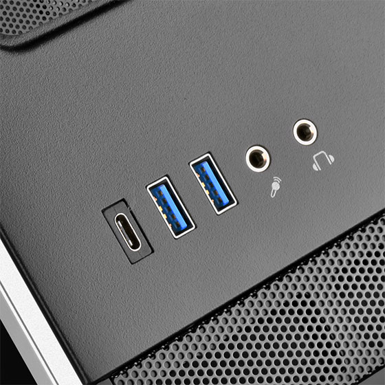 Top front I/O with dual USB Type-A and one Type-C ports