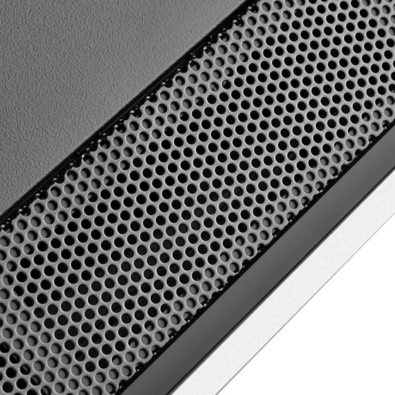 Steel mesh grille around front panel assembly