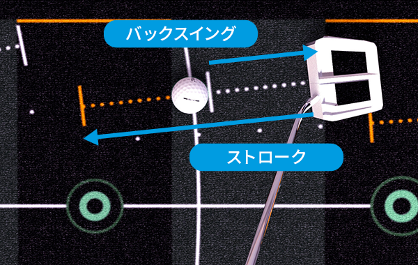 バックスイングとストロークのガイドラインの説明の写真