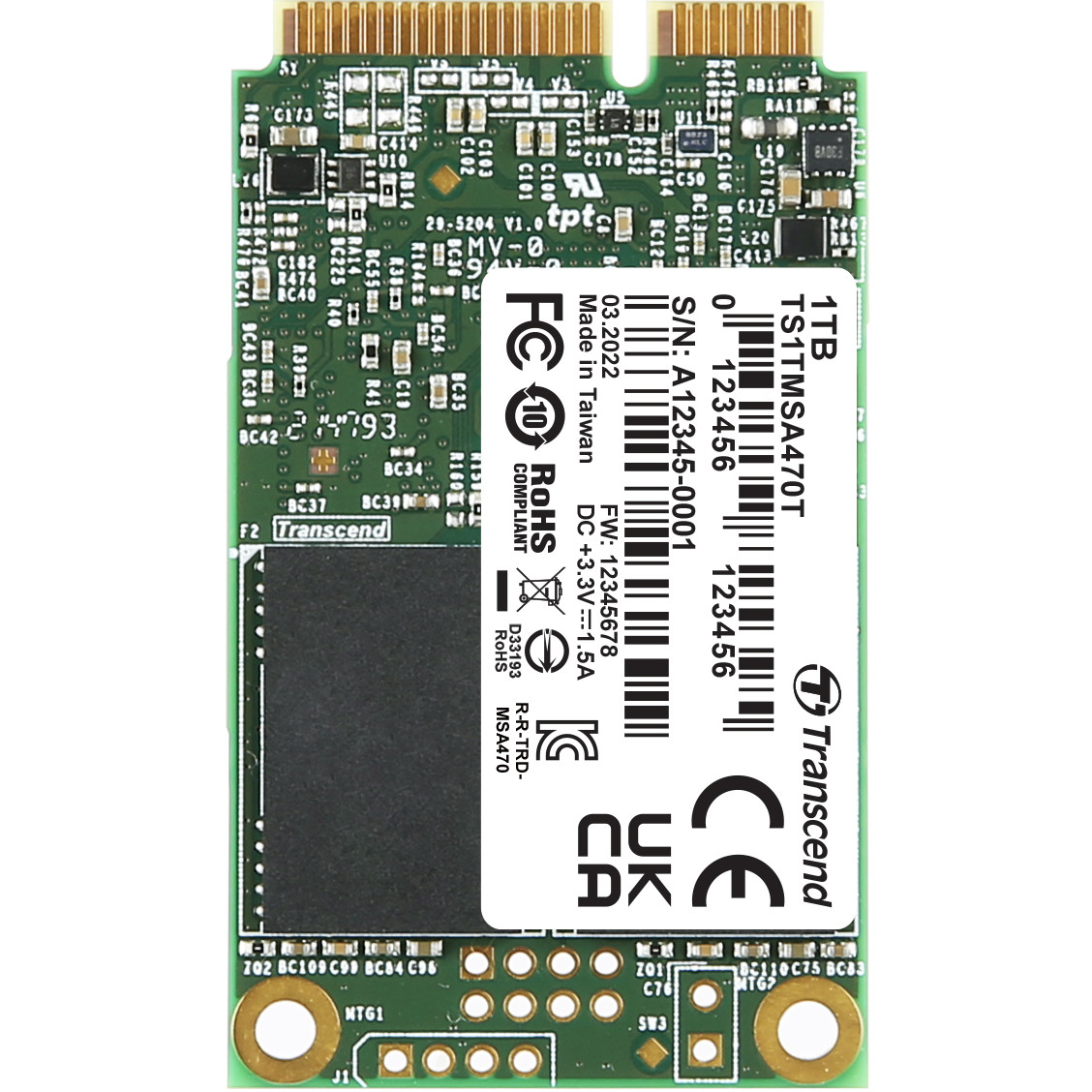 MSA470T ― SATA Ⅲと112層3D NAND搭載で小型端末に最適なmSATAの産業用