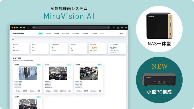 中小企業のAI監視を小さく始める買い切りの「MiruVision AI」に超小型PC構成
