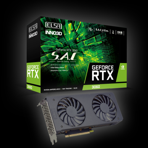  ELSA GeForce RTX 3060 S.A.C /L -  GeForce RTX 3060搭載デュアルファン採用グラフィックボードの製品画像