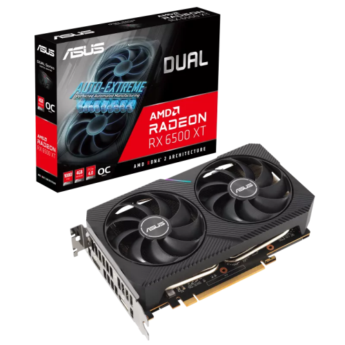  DUAL-RX6500XT-O4G - Radeon™ RX 6500 XT搭載2連ファン採用グラフィックボードの製品画像