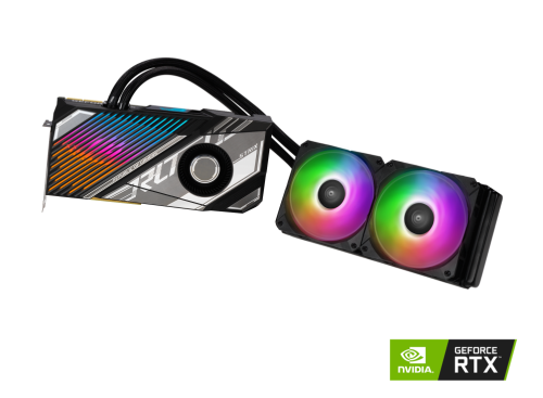  ROG Strix LC GeForce RTX 3090 Ti OC Edition - RGBライティング機能搭載、簡易液冷クーラー採用OC仕様GeForce RTX 3090 Ti GPUグラフィックカードの製品画像