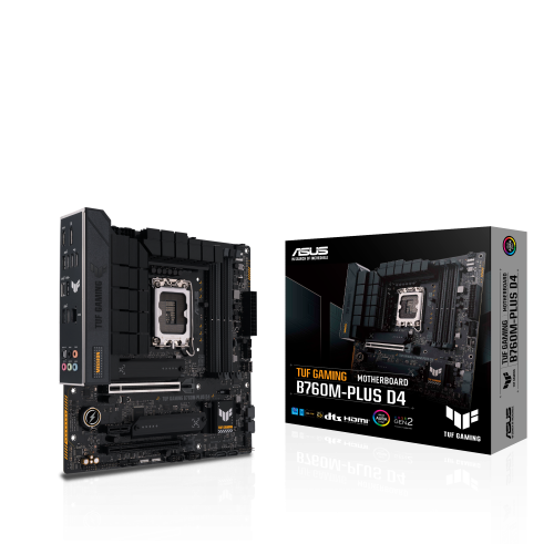  TUF GAMING B760M-PLUS D4 ― ASUS インテル® Socket LGA1700 第13世代インテル® B760チップセット対応mATXマザーボードの製品画像