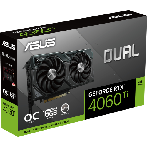  DUAL-RTX4060TI-O16G ― GeForce RTX™ 4060 Ti 搭載2連ファン採用グラフィックボードOC版の製品画像