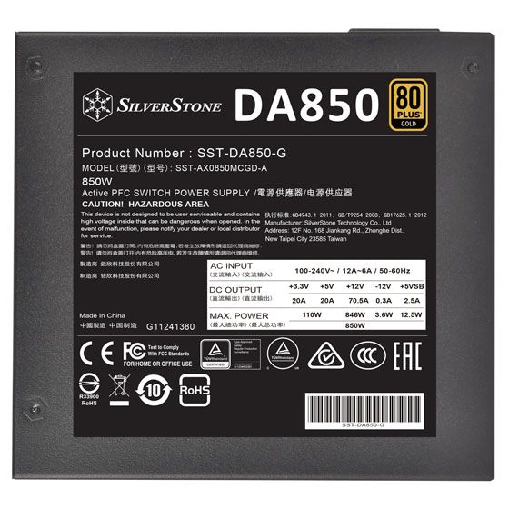 DA850-G - 80 PLUS Gold 850WフルモジュラーATX電源｜テックウインド