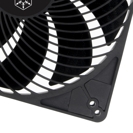 Integrated air channeling grille with rubber padding on fan mounting holes