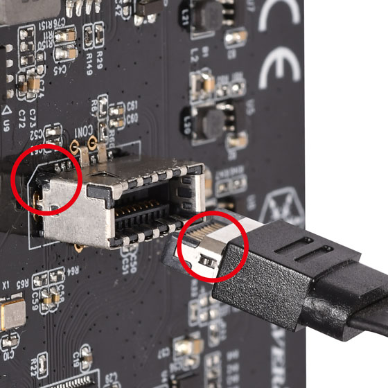 Attention: Please make sure the USB-C 20 pin cable is connected the correct orientation