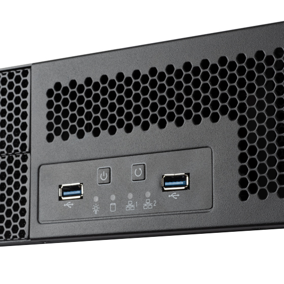 Front I/O port includes: Power On / Off, Reset and USB 3.1 Gen 1 Type-A x 2